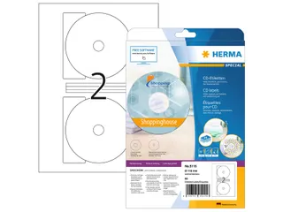 HERMA 5115 CD-etiketten A4 Ø 116mm/18,5mm mat Wit 50 stuks - 1