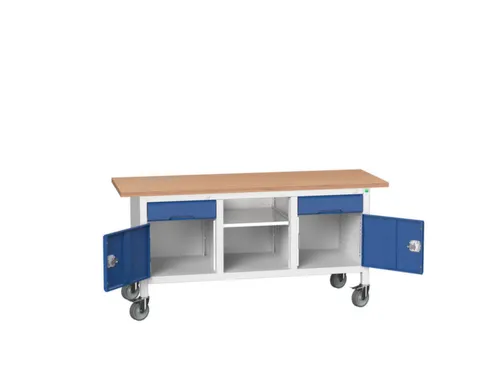 werkbank,HxBxD 830x1750x600mm,multiplexblad,uitrusting: 2laden,2kasten