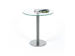 glazen bijzettafel,HxØ 550x495mm,rond,schotelvoet poedercoat.