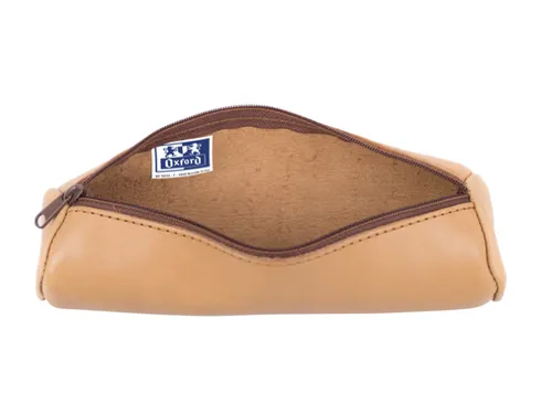 Pennenetui Oxford 22x6cm leer rond naturel
