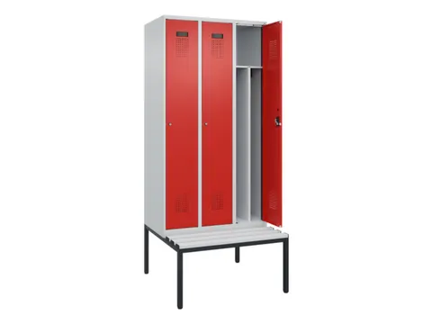 locker met bank,voor scheiding van kleding,HxBxD 2120x900x815mm,3vak
