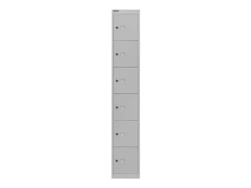 lockerkast,HxBxD 1802x305x457mm,1x6vakken,cil.-slot,romp lichtgrijs