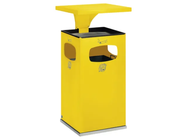 Combi-Asbak Staalplaat Geel 950x500x500mm 3 Inworpopeningen