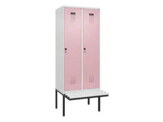 locker met bank,voor scheiding van kleding,HxBxD 2120x800x815mm,2vak - 2