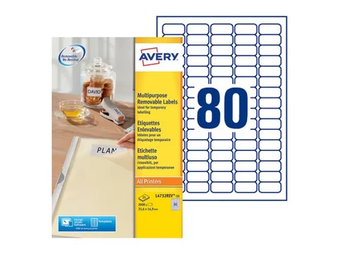 Etiket Avery L4732 Rev-25 35.6X16.9Mm Afneembaar Wit 2000 Stuk