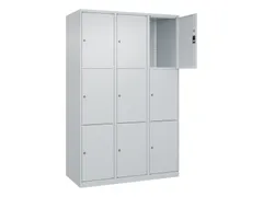 lockerkast,HxBxD 1850x1200x500mm,3x3vakken,vak B 400mm,cil.-slot