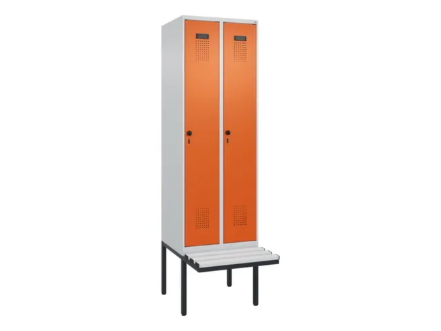 locker met bank,voor scheiding van kleding,HxBxD 2120x600x815mm,2vak