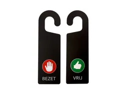 Kunststof deurhanger 250x75mm Vrij - Bezet Zwart 10 stuks