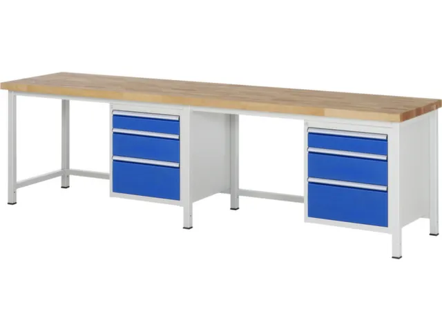 établi HxlxP 840-1040x3000x700mm plateau hêtre force 1250kg