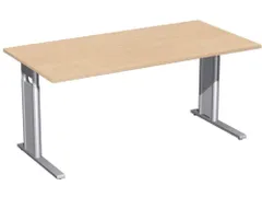 Bureau C-Poot HxBxD 680-800x1600x800mm Decor Beuken Zilverkleurig