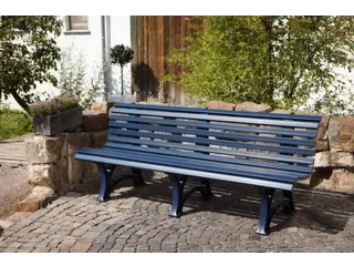 Kunststofbank 800x2000x420mm Zit H 410mm 12 Latten 3 Pootstellen Blauw - 3