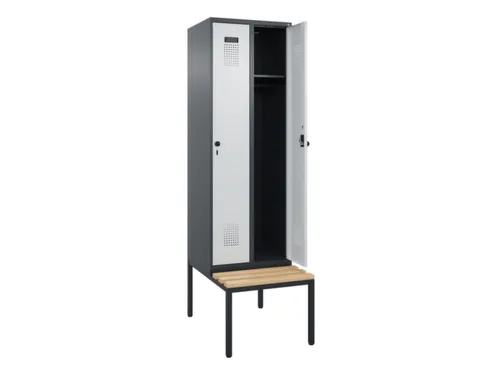 locker met bank,HxBxD 2120x600x815mm,2vak,vak B 300mm,draaigrendel
