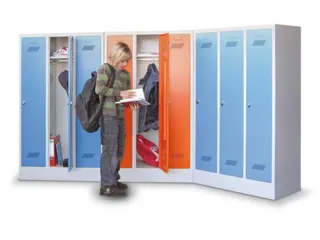 lockerkast v. kinderen,HxBxD 1300x530x300mm,2vak,RAL7035,front RAL3000 - 3