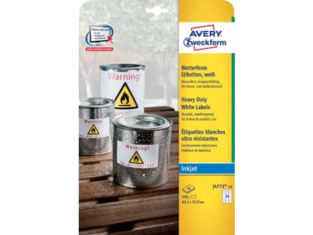 Avery Zweckform Ultra-Sterke Etiketten wit 63.5x33.9mm Wit 240 stuks