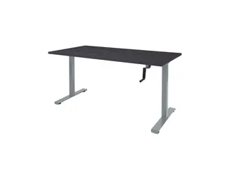 Slinger Bureau Zit-sta Aluminium Poot 160x80cm Blad Houtprint Zwart - 1
