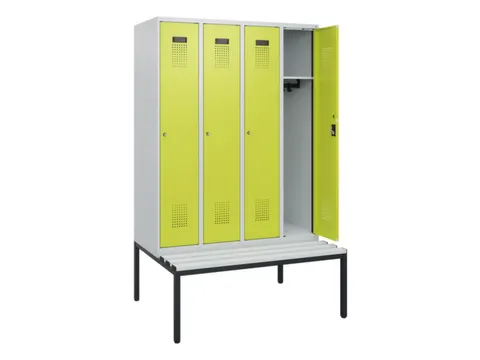 locker met bank,HxBxD 1950x1200x815mm,4vak,vak B 300mm,cilinderslot
