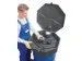 trechter,v. 200l vat,HxØ 190x690mm,m. zeef,deksel