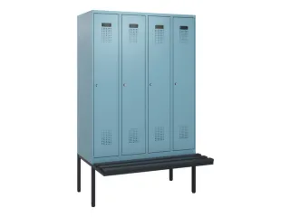 locker met bank,HxBxD 1950x1200x815mm,4vak,vak B 300mm,cilinderslot - 2