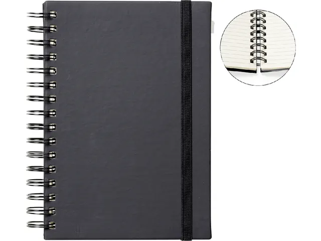 Notitieboek Quantore A5 spiraal zwart lijn