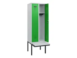 locker met bank,HxBxD 1950x600x815mm,2vak,vak B 300mm,cilinderslot
