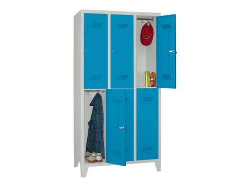 dubbeldekse locker,HxBxD 1850x900x500mm,3x2vak.,RAL7035,front RAL5012