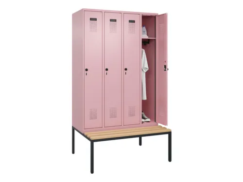 locker met bank,HxBxD 2120x1200x815mm,4vak,vak B 300mm,draaigrendel