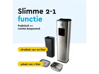 Afvalbak met asbak BRASQ 20 liter AT400 rvs - 6