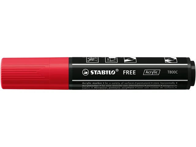 Acrylmarker STABILO Free Acrylic T800C karmijnrood 2-10mm