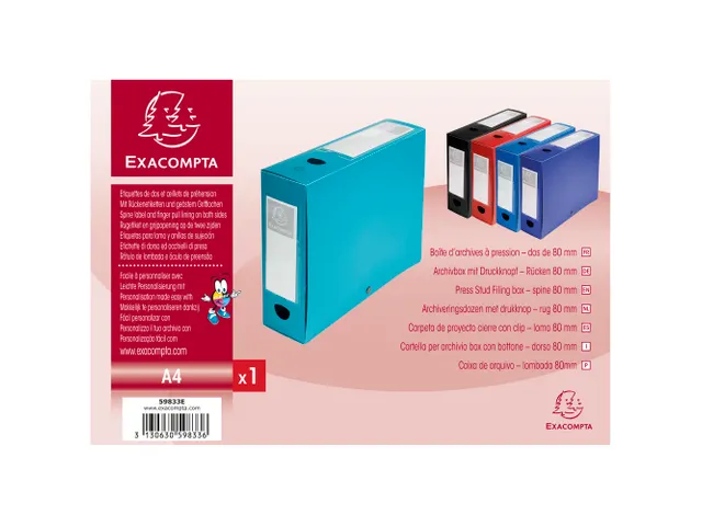 Boite de classement à pression Dos 80mm polypropylène 7/10e Opaque -