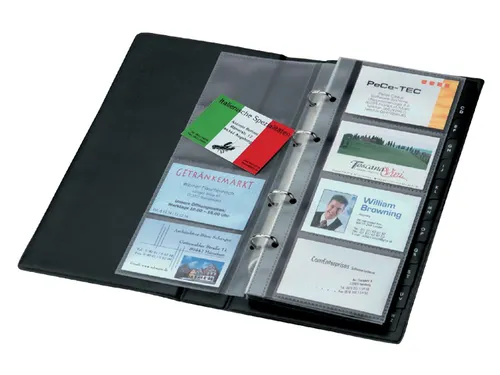 Visitekaartringband Sigel VZ300 200 kaarten 90x58mm kunststof zwart