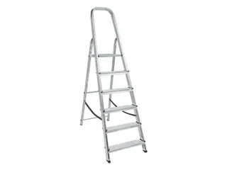 aluminium beugelladder eenzijdig 6treden stand H 1 21m aluminium - 2