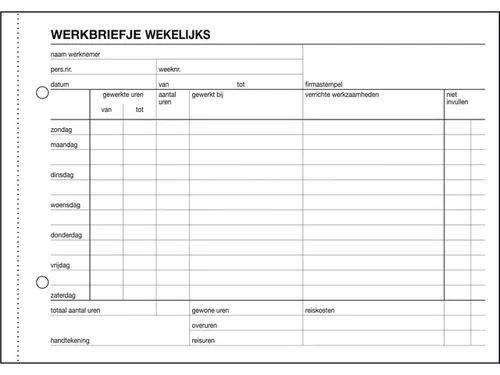 Werkbriefje Sigel Expres A5 wekelijks 50 blad
