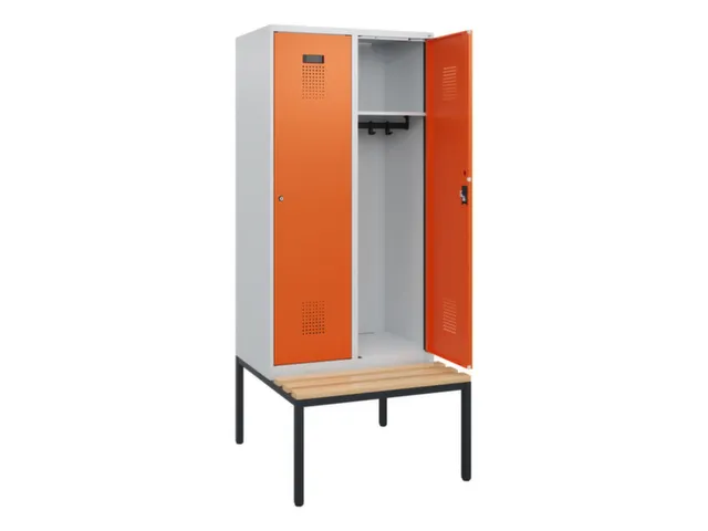 locker met bank,HxBxD 1950x800x815mm,2vak,vak B 400mm,cilinderslot