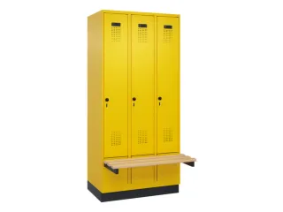 locker met bank,HxBxD 1950x900x815mm,3vak,vak B 300mm,draaigrendel - 2