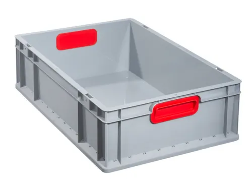 Euronorm-Stapelbak 600x400mm 170mm H Pp Wand/Bodem Gesloten Grijs/Rood