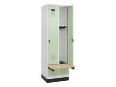 locker met bank,HxBxD 1950x600x815mm,2vak,vak B 300mm,draaigrendel