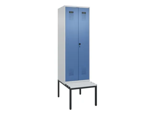 locker met bank,voor scheiding van kleding,HxBxD 2120x600x815mm,2vak