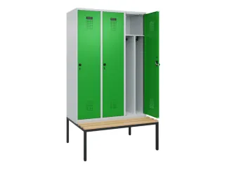 locker met bank,voor scheiding van kleding,HxBxD 2120x1200x815mm,3vak - 1