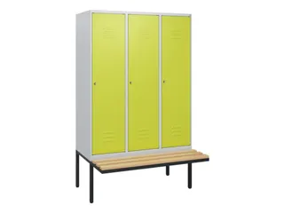 locker met bank,HxBxD 1950x1200x815mm,3vak,vak B 400mm,cil.-slot - 1
