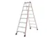 escabeau industriel,double face,2x8marches,Hauteur 1,34m,lisse L 2,02m