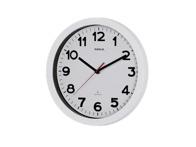 Wandklok MAUL Step RC Ø30x5cm kunststof wit/wit