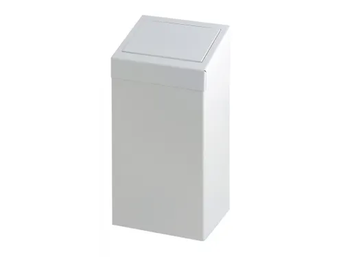 Metalen Afvalbak met pushklep 50 Liter Wit