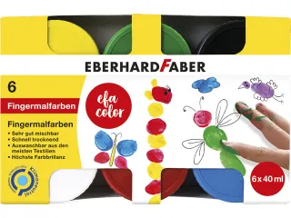 Vingerverf Eberhard Faber ass.kleuren 6x40ml in karton - 1