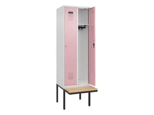 locker met bank,HxBxD 2120x600x815mm,2vak,vak B 300mm,cilinderslot