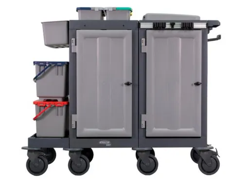 Reinigingswagen,2Kasten,2-4Zakhouders,2Mopemmers,4X6L Emmer