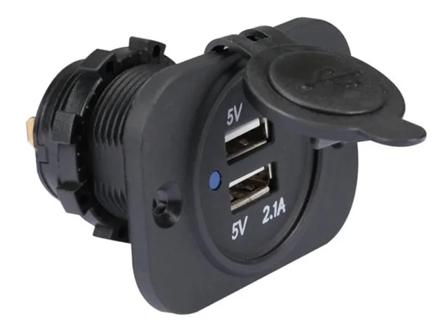 USB-Lader Voor DE Auto-Inbouw (12-24 VDC IN, 2 x 5 V UIT)