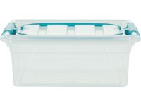 Carry Box opbergdoos 5 liter, transparant met blauwe handvat