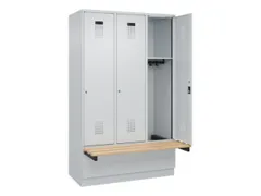 locker met bank,HxBxD 1950x1200x815mm,3vak,vak B 400mm,cilinderslot