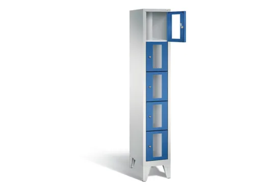 Lockerkast 1850x320x500mm 1x5 vakken Cilinderslot Poten, RAL5010