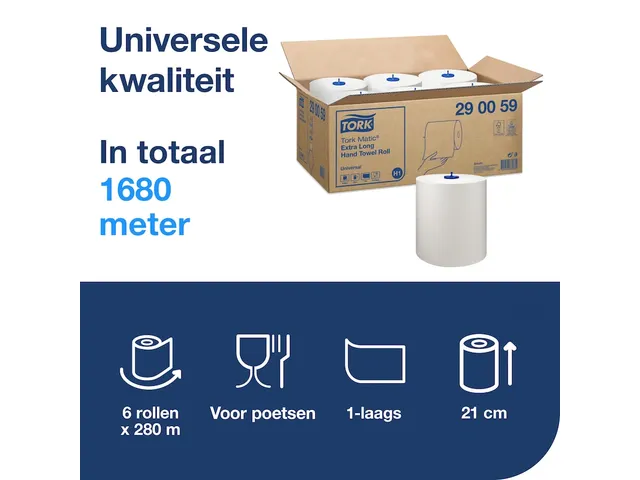 Tork 290059 H1 Matic Universal Handdoekrol Wit 1-laags 280m